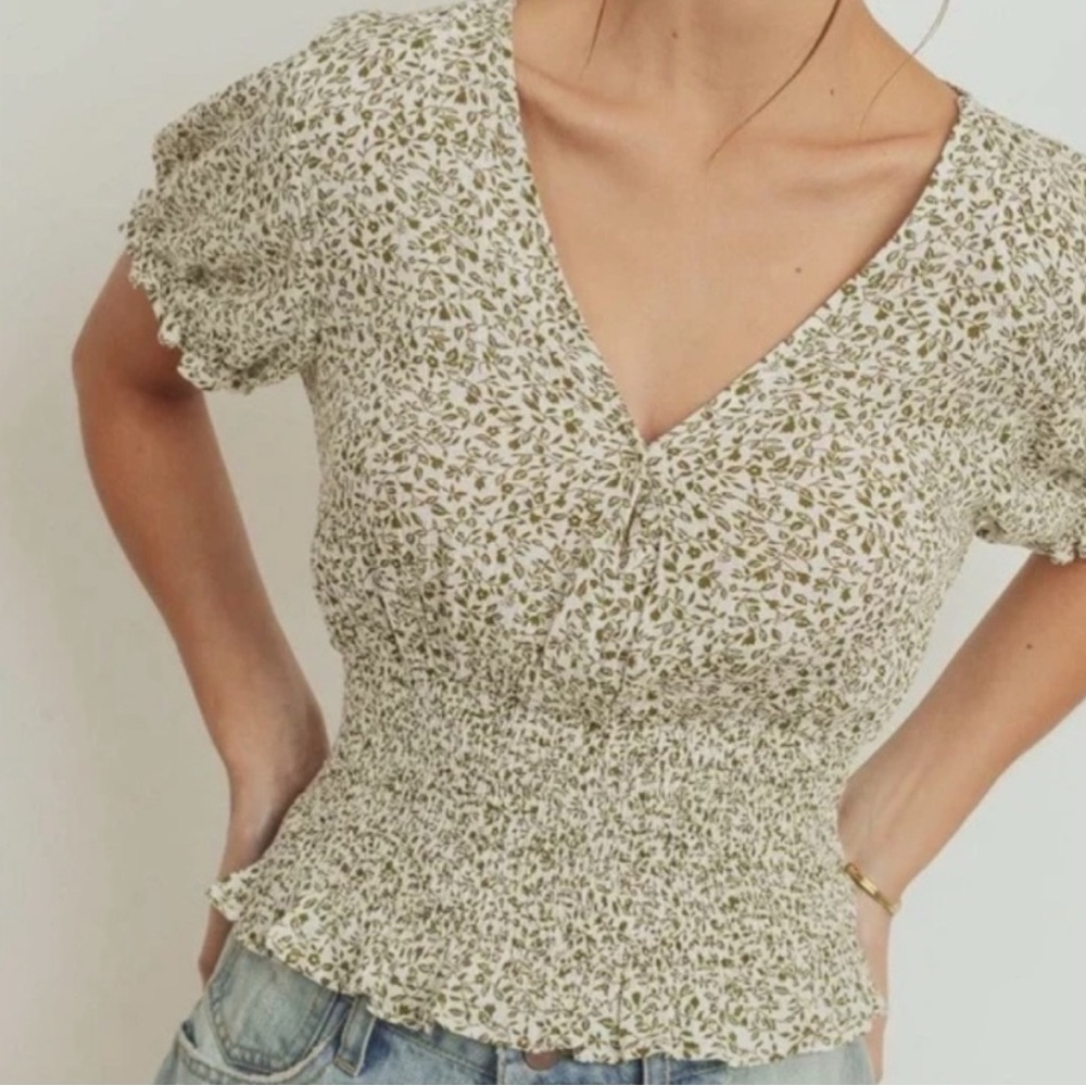 Paper Crane Puff Sleeve Crop Top (S)